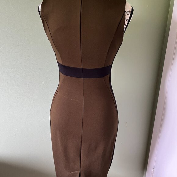 Aussie designer Cue ponte half zip stretch sheath dress - Picture 2 of 6